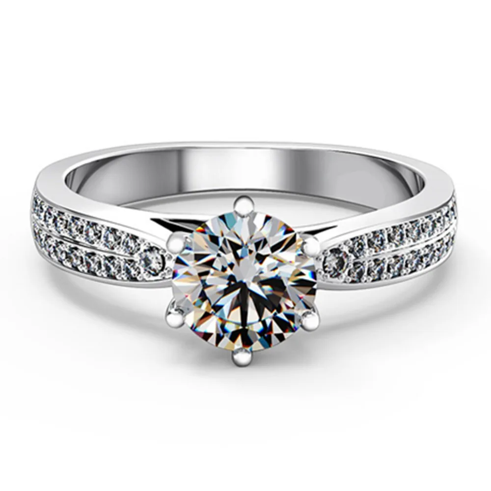 Фото 1Ct изящное ювелирное синтетическое кольцо с бриллиантом яркое из стерлингового