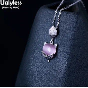 Uglyless 100% Real 925 Sterling Silver Fox Pendants with Chains Pink Opal Necklaces for Women Cat's Eyes Stone Chokers Jewelry
Uglyless 100% Real 925 Sterling Silver Fox Pendants with Chains Pink Opal Necklaces for Women Cat's Eyes Stone Chokers Jewelry