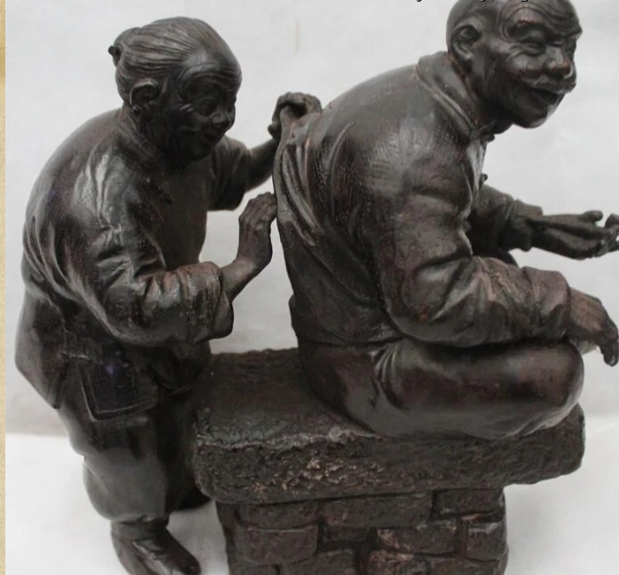 

Details about 11"China Chinese Folk Bronze Lucky country geezer Old Women Tickle Statue R0715