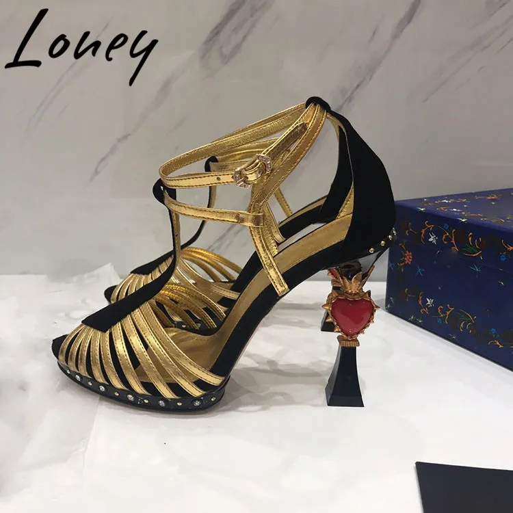 Loney New Gold Genuine Leather Heart Shaped Summer Sandals Open Toe T Strap HIgh Heel Sandals Shoes Women
Loney New Gold Genuine Leather Heart Shaped Summer Sandals Open Toe T Strap HIgh Heel Sandals Shoes Women