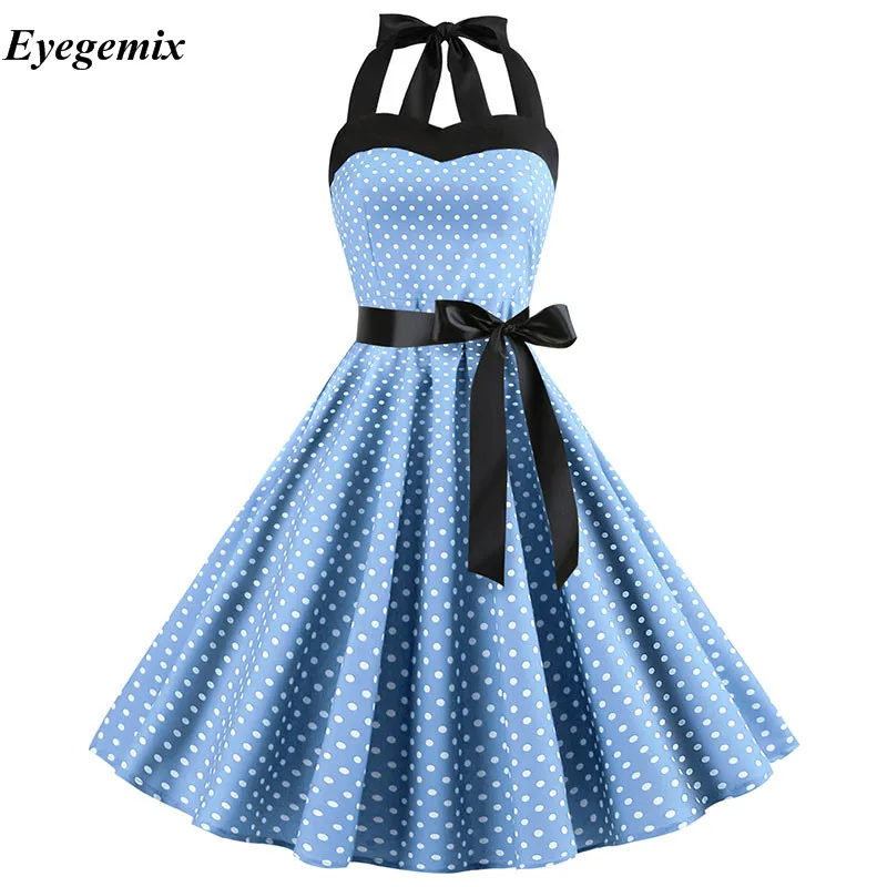 Woman Dress 2019 Summer Halter Vintage Red Black Polka Dot Dress Retro Cocktail Party 50s 60s Rockabilly Bandage Swing Dresses
Woman Dress 2019 Summer Halter Vintage Red Black Polka Dot Dress Retro Cocktail Party 50s 60s Rockabilly Bandage Swing Dresses