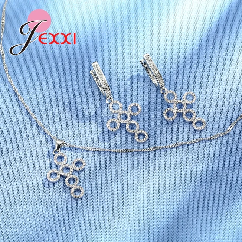 New Brand 925 Sterling Silver Fashion Cross Shaped Earrings & Necklace Jewelry Sets for Women Bridal Wedding Fine Jewelry
New Brand 925 Sterling Silver Fashion Cross Shaped Earrings & Necklace Jewelry Sets for Women Bridal Wedding Fine Jewelry