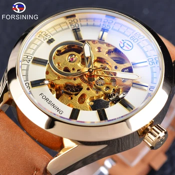 Forsining Men's Mechanical Watch Skeleton Waterproof Design Automatic Self-wind Watch with Luminous Hands Brown Leather Strap
Forsining Men's Mechanical Watch Skeleton Waterproof Design Automatic Self-wind Watch with Luminous Hands Brown Leather Strap