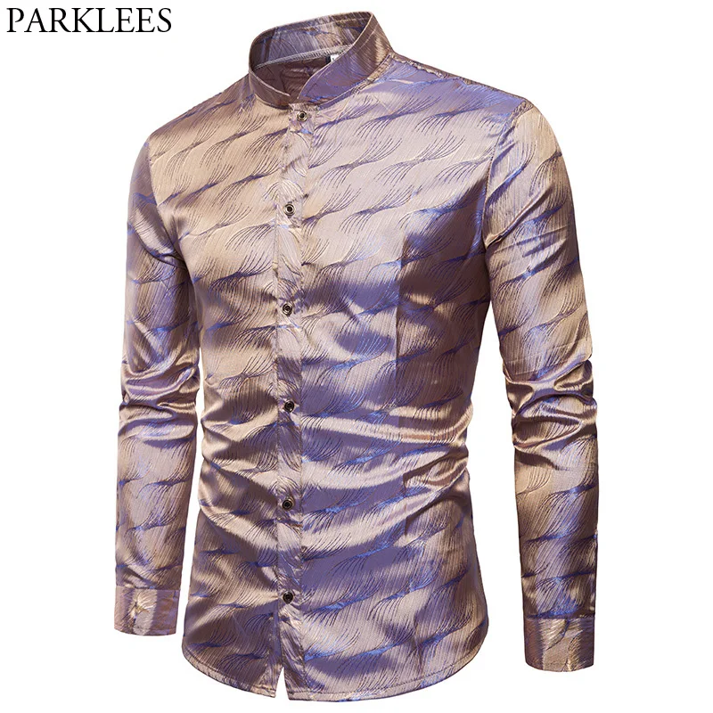 Mens Silk Satin Dress Shirt 2018 Fashion Mandarin Collar Long Sleeve Casual Shirts Wedding Tuxedo Shirt Camisas Para Hombre 3XL
Mens Silk Satin Dress Shirt 2018 Fashion Mandarin Collar Long Sleeve Casual Shirts Wedding Tuxedo Shirt Camisas Para Hombre 3XL
