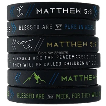 100pcs Bible Matthew 5:5, Matthew 5:8, & Matthew 5:9 wristband silicone bracelets free shipping by ePacket
100pcs Bible Matthew 5:5, Matthew 5:8, & Matthew 5:9 wristband silicone bracelets free shipping by ePacket