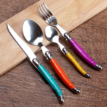 Stainless Steel Steak Knife Portable Dinnerware Fork Set Colorful PP Handle Tableware Set Cutlery Western Food Scoop 4pcs/set
Stainless Steel Steak Knife Portable Dinnerware Fork Set Colorful PP Handle Tableware Set Cutlery Western Food Scoop 4pcs/set