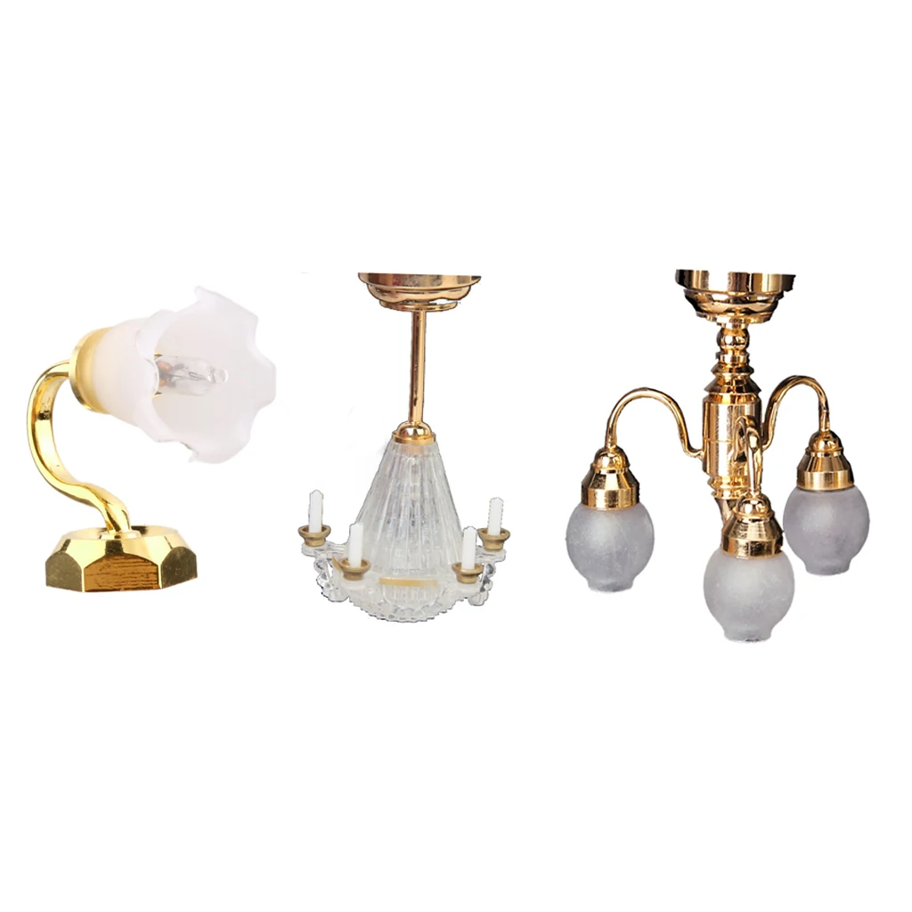 European 1/12 Miniature Colored Lamp Dolls House Furniture LED Lighting Accessory 3 Pieces Set European 1/12 Miniature Colored Lamp Dolls House Furniture LED Lighting Accessory 3 Pieces Set