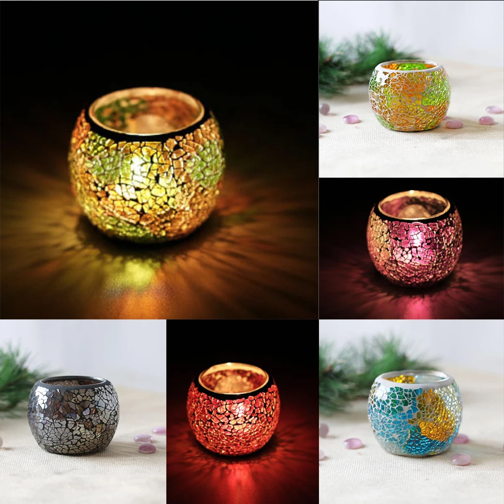 Разноцветная мозаичная стеклянная свеча чаша держатель Tealight Votive для свадьбы