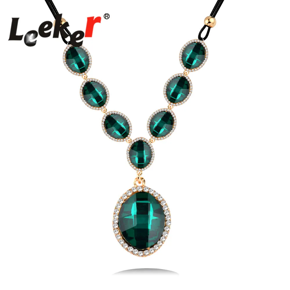 LEEKER Retro 6 Colors Cubic Zirconia Oval Big Pendant Statement Necklace Black Leather Chain For Women African Jewelry LK8
LEEKER Retro 6 Colors Cubic Zirconia Oval Big Pendant Statement Necklace Black Leather Chain For Women African Jewelry LK8