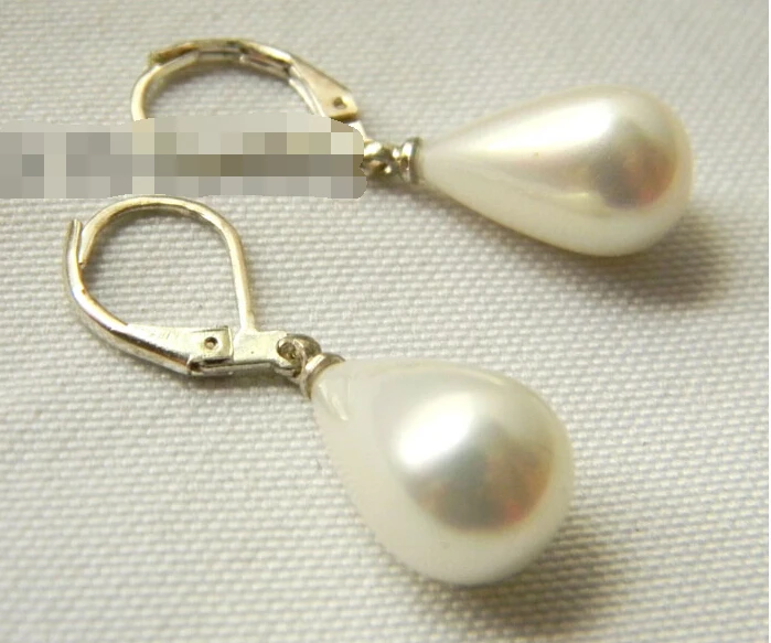 hot sell new - 1450 Teardrop White Shell Pearl Dangle Earring