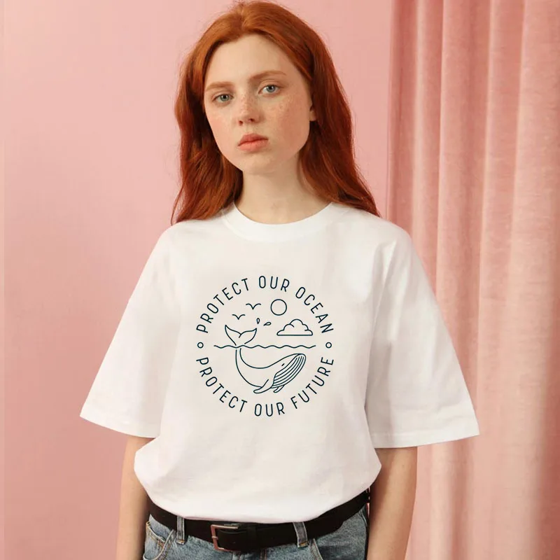 Protect our ocean protect our future summer women's short sleeve tops female Harajuku casual letter cartoon print loose shirt
Protect our ocean protect our future summer women's short sleeve tops female Harajuku casual letter cartoon print loose shirt