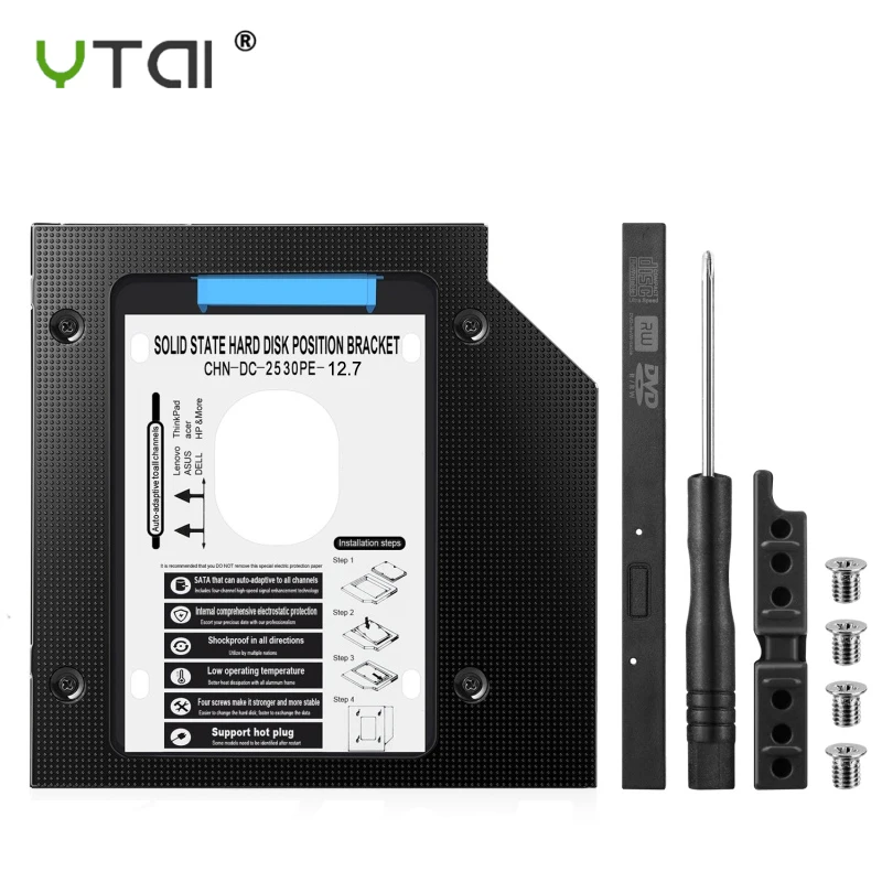 Aluminum 2nd HDD Caddy 12.7mm Optibay SATA 3.0 Hard Disk Drive Box Enclosure DVD Adapter 2.5 SSD For Laptop CD-ROM sled
Aluminum 2nd HDD Caddy 12.7mm Optibay SATA 3.0 Hard Disk Drive Box Enclosure DVD Adapter 2.5 SSD For Laptop CD-ROM sled