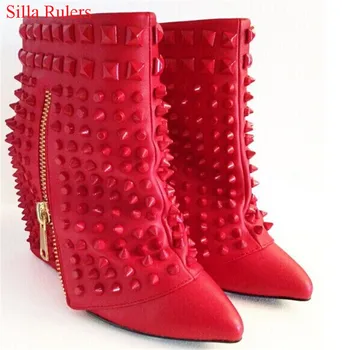 Fashion Shark Shape Wedged Women Boots Pointed Toe Rivets High Heel Ankle Boots Shoes Woman Autumn Winter Rain Boots Botas Mujer
Fashion Shark Shape Wedged Women Boots Pointed Toe Rivets High Heel Ankle Boots Shoes Woman Autumn Winter Rain Boots Botas Mujer
