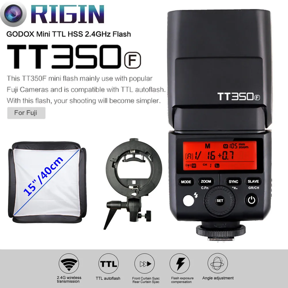 In the Stock Godox Mini Thinklite TTL TT350F Speedlite HSS 1/8000s GN36 For Fuji Digital Camera+S-Type Bracket+Softbox
In the Stock Godox Mini Thinklite TTL TT350F Speedlite HSS 1/8000s GN36 For Fuji Digital Camera+S-Type Bracket+Softbox