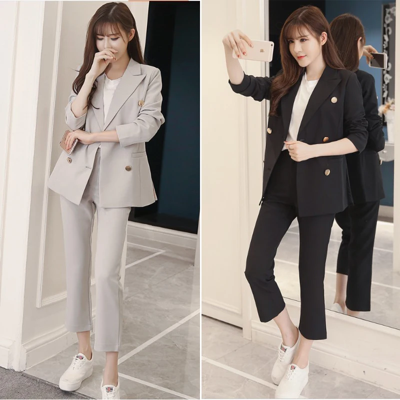 2 piece outfits for women fashion office lady pioneer temperament simple casual jacket nine pants suit female new
2 piece outfits for women fashion office lady pioneer temperament simple casual jacket nine pants suit female new