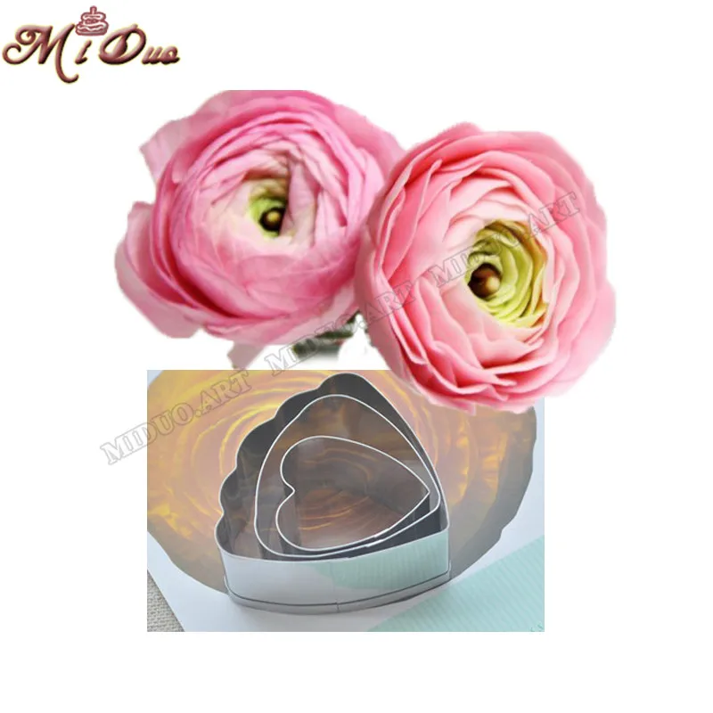 

3Pcs/Set European Rose Petal Flower Cutter Fondant Cake Decorating Sugarcraft Steel Cutter Ranunculus Mould Ranuncula Sugar Mold