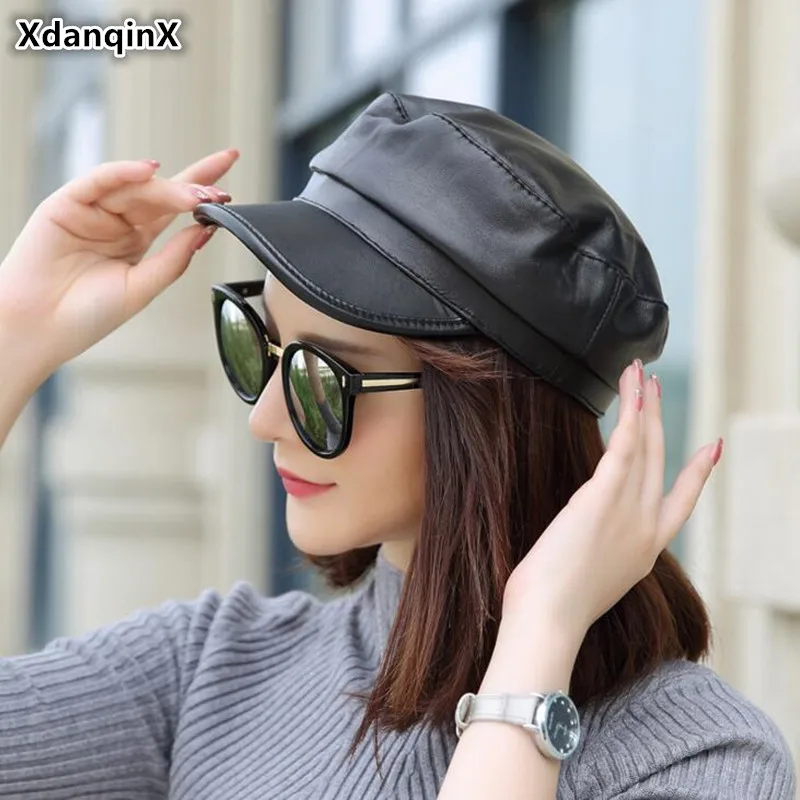 XdanqinX Autumn Winter Couple Hat Genuine Leather Hats Elegant Women's Army Military Hat Sheepskin Men's Flat Cap Leather Caps
XdanqinX Autumn Winter Couple Hat Genuine Leather Hats Elegant Women's Army Military Hat Sheepskin Men's Flat Cap Leather Caps