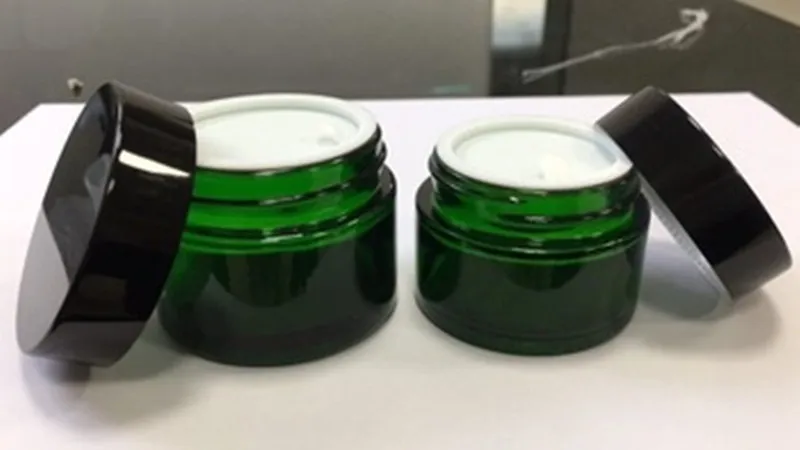 green glass jar 