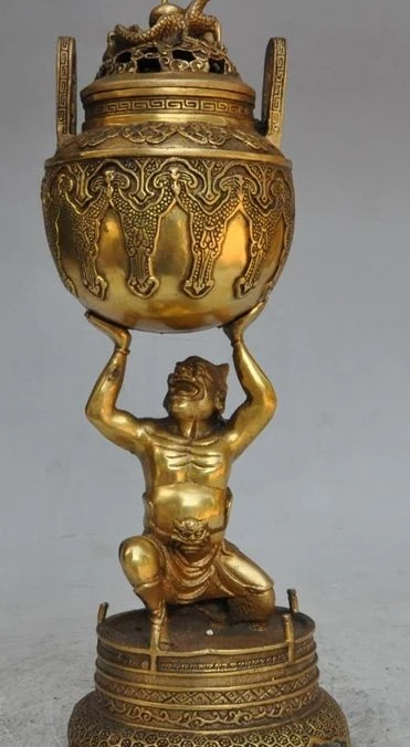12"China brass Mahakala buddha god dragon play bead statue incense burner Censer
12"China brass Mahakala buddha god dragon play bead statue incense burner Censer