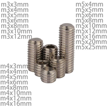 100Pcs DIN913 M3 M4 M5 304 Stainless Steel Metric Thread Grub Screws Flat Point Hexagon Socket Set Screws Headless
100Pcs DIN913 M3 M4 M5 304 Stainless Steel Metric Thread Grub Screws Flat Point Hexagon Socket Set Screws Headless
