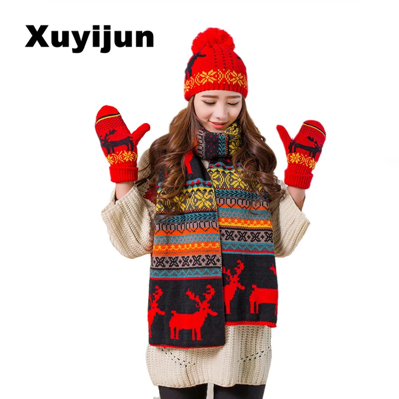 XUYIJUN Winter warm scarf hat three-piece set deer skullies winter hat man knitting lady hat bean wool woolen towel hat gloves
XUYIJUN Winter warm scarf hat three-piece set deer skullies winter hat man knitting lady hat bean wool woolen towel hat gloves