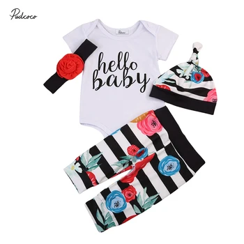 0-24M 4PCS Baby Floral Set Newborn Baby Gir Letters Romper Flower Long Pants Leggings Hat Headband Summer Outfit Clothes Sets
0-24M 4PCS Baby Floral Set Newborn Baby Gir Letters Romper Flower Long Pants Leggings Hat Headband Summer Outfit Clothes Sets