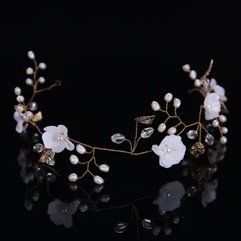 New High Quality Freshwater Pearls Bridal Headbands Gold Leaf Wedding Hair Accessories Jewelry White Flower Bride Hairband Tiara
New High Quality Freshwater Pearls Bridal Headbands Gold Leaf Wedding Hair Accessories Jewelry White Flower Bride Hairband Tiara