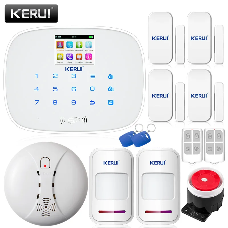 

KERUI G19 Wireless Alarm System Quad Band GSM SMS Burglar Home Security Alarm System Android iOS APP Control LED Screen