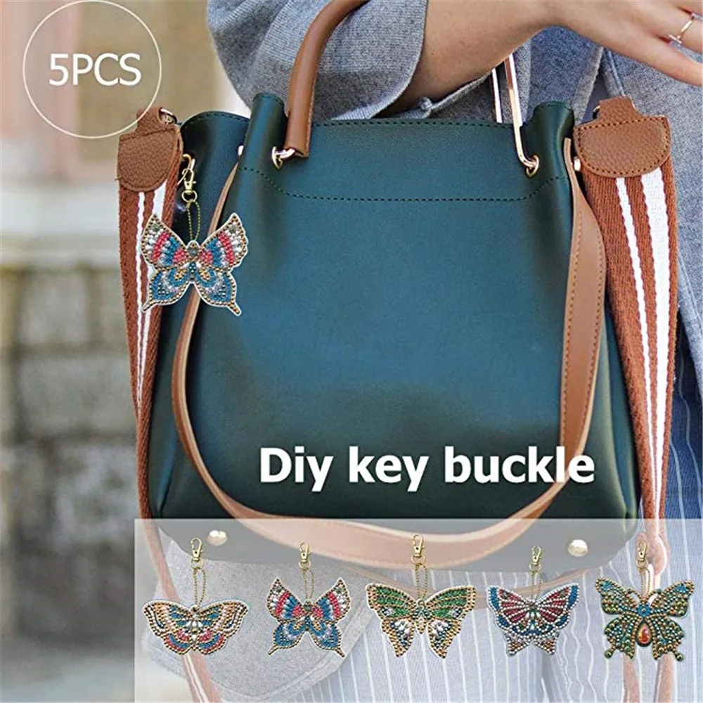 5/Pcs Butterfly DIY Keychain Creative Diamond Painting Women Bag Keyring Key Ring Ladies Handbag Phone Hanging Charms
5/Pcs Butterfly DIY Keychain Creative Diamond Painting Women Bag Keyring Key Ring Ladies Handbag Phone Hanging Charms