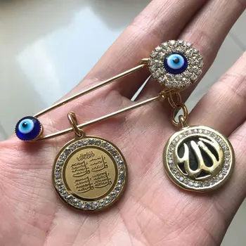 turkish evil eye Allah four Qul suras Stainless steel muslim brooch baby pin accept drop shipping
turkish evil eye Allah four Qul suras Stainless steel muslim brooch baby pin accept drop shipping