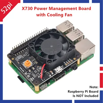 

52Pi X730 Power Management Board with Safe Shutdown Function & Auto Cooling Fan Expansion Board for Raspberry Pi 3B+ (Plus) / 3B