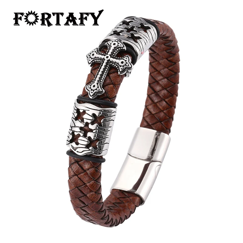 New Vintage Men Jewelry Punk Brown Braided Leather Cross Bracelet Men Stainless Steel Magnetic Buckle Hand Bracelet Homme PS0081
New Vintage Men Jewelry Punk Brown Braided Leather Cross Bracelet Men Stainless Steel Magnetic Buckle Hand Bracelet Homme PS0081