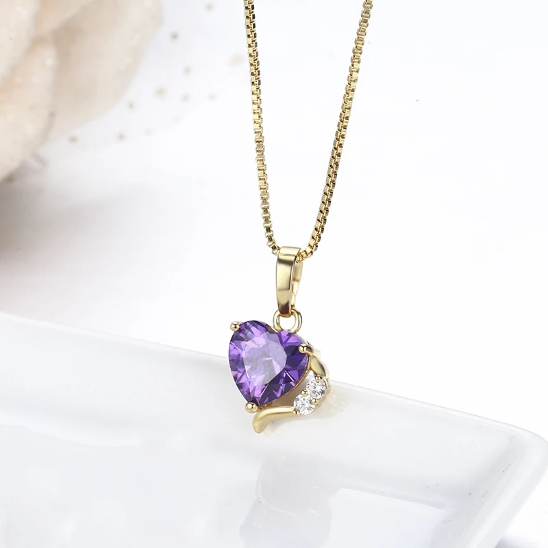 Cute Small Love Heart Purple CZ Charm Pendant Short Choker Necklaces for Women Girls Kids Friend Jewelry Gold Color Chain 40cm
Cute Small Love Heart Purple CZ Charm Pendant Short Choker Necklaces for Women Girls Kids Friend Jewelry Gold Color Chain 40cm
