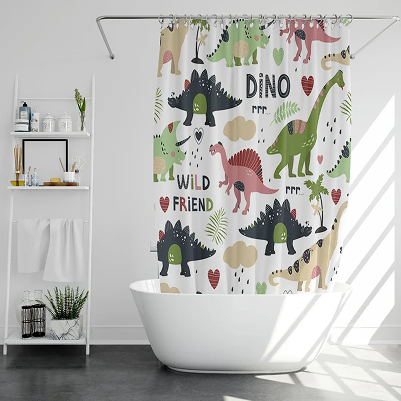 High Quality Waterproof Polyester Fabric Shower Curtains Cartoon Dinosaur Printed Bath Curtain for Bathroom Decoration
High Quality Waterproof Polyester Fabric Shower Curtains Cartoon Dinosaur Printed Bath Curtain for Bathroom Decoration