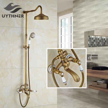 8" Antiqe Brasss Rainfall Shower Faucet Solid Brass Mixer Tap Dual Ceramic Bases
8" Antiqe Brasss Rainfall Shower Faucet Solid Brass Mixer Tap Dual Ceramic Bases