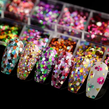 12 Grids/set Nail Glitter Sequins mixed colors Holo Thin Round/Hexagon Paillette Nail Art Flakes Manicure Accessories tips
12 Grids/set Nail Glitter Sequins mixed colors Holo Thin Round/Hexagon Paillette Nail Art Flakes Manicure Accessories tips