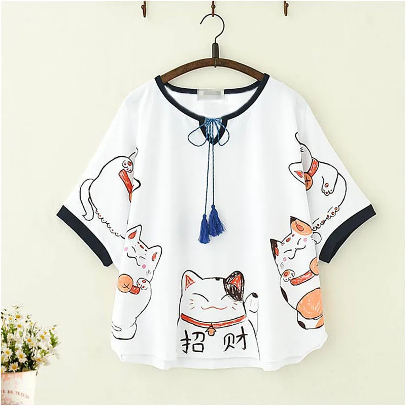 Cool Japan T Shirts Women Anime Harajuku Tshirt Streetwear 2019 Summer Cartoon Cat Print T Shirt Female Kawaii Tops Tee Girl
Cool Japan T Shirts Women Anime Harajuku Tshirt Streetwear 2019 Summer Cartoon Cat Print T Shirt Female Kawaii Tops Tee Girl