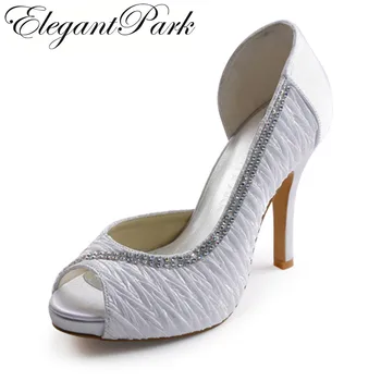 Sweet Pumps for Bride EP11044-IP White Peep Toe Pleated Rhinestone Platform Stiletto Heel Satin Wedding Woman Shoes
Sweet Pumps for Bride EP11044-IP White Peep Toe Pleated Rhinestone Platform Stiletto Heel Satin Wedding Woman Shoes