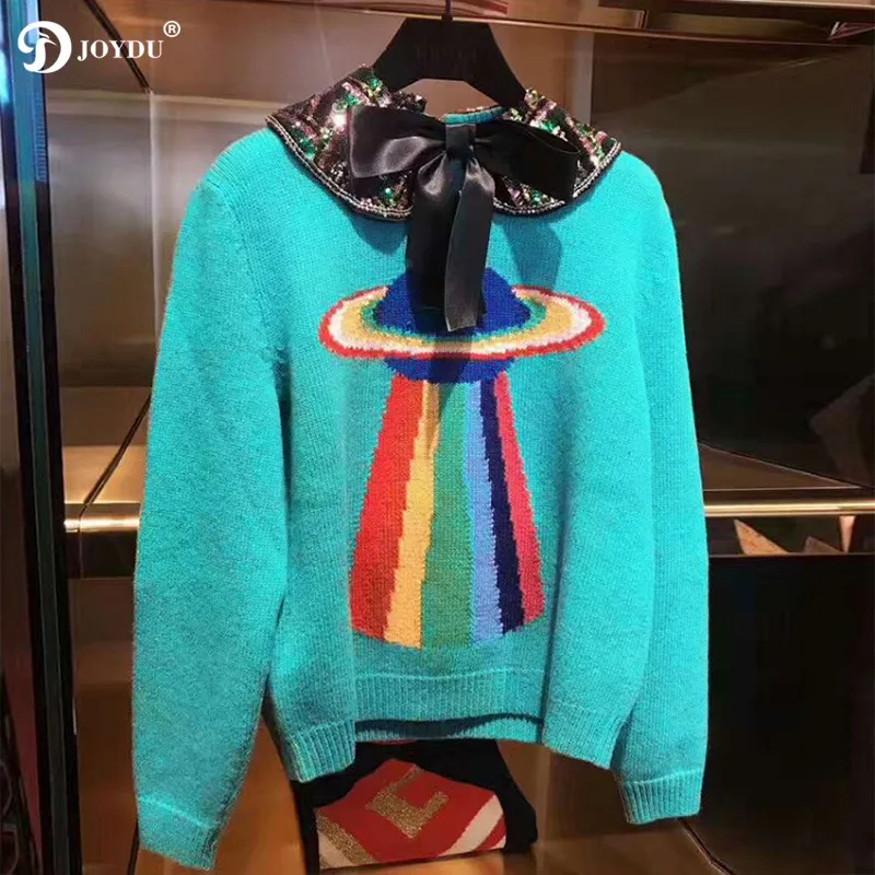 JOYDU Runway Sweet Women's Sweater Winter Wool Knitted Pullover 2018 Sequins Peter Pan Collar Bow Planet Jersey Jumper sueter
JOYDU Runway Sweet Women's Sweater Winter Wool Knitted Pullover 2018 Sequins Peter Pan Collar Bow Planet Jersey Jumper sueter