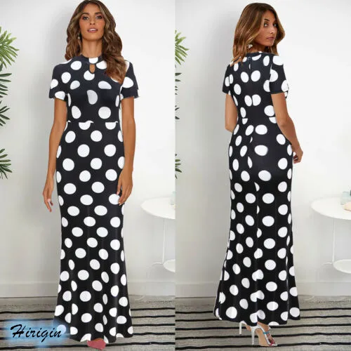 Women Polka Dot Dresses 2019 New Summer Women Casual Black Short Sleeve O-Neck Polka Dot Long Slim Dress
Women Polka Dot Dresses 2019 New Summer Women Casual Black Short Sleeve O-Neck Polka Dot Long Slim Dress