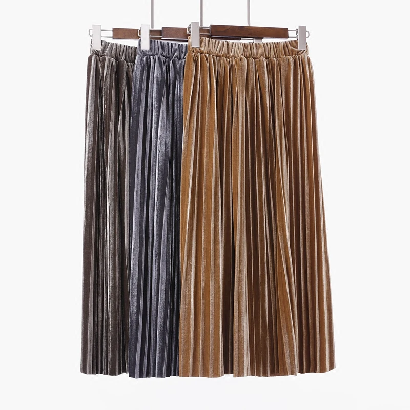 Skirts Womens Velvet Pleated Female Winter Fashion 2017 High Waist Straight Midi Skirt School Black Vintage Casual Jupe
Skirts Womens Velvet Pleated Female Winter Fashion 2017 High Waist Straight Midi Skirt School Black Vintage Casual Jupe