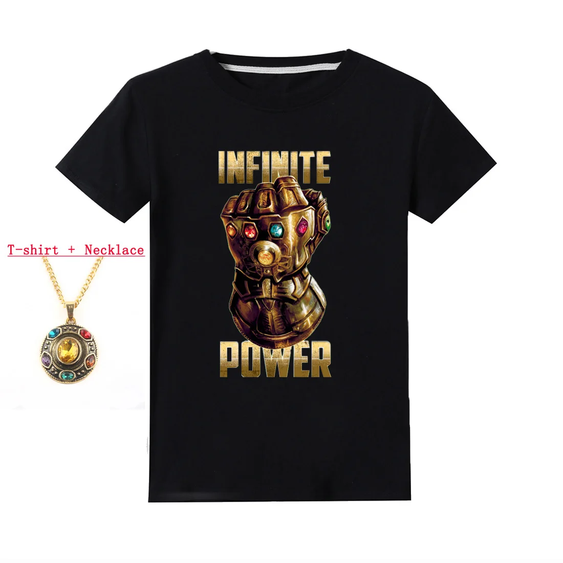 New boy's T shirt Avengers Cotton Short-Sleeved T-shirt Printing Children's necklace Infinity stones Kids Boys Child's Clothes
New boy's T shirt Avengers Cotton Short-Sleeved T-shirt Printing Children's necklace Infinity stones Kids Boys Child's Clothes