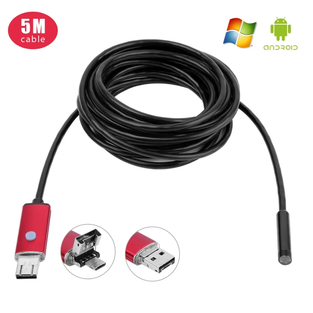5M Cable Mini Handheld Endoscope USB Flexible Inspection Camera Adjustable Built-in 6 LED Lights Endoscope Camera Borescope
5M Cable Mini Handheld Endoscope USB Flexible Inspection Camera Adjustable Built-in 6 LED Lights Endoscope Camera Borescope