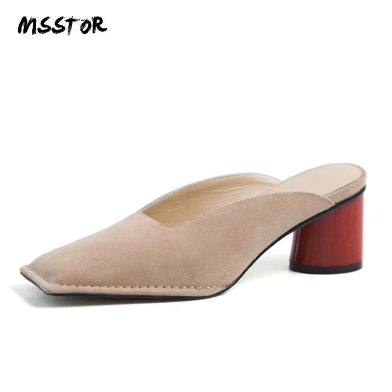 MSSTOR Kid Suede Women Slippers Sexy Elegant Party Summer Black Outside Round Heels High Heels Shoes Square Toe Ladies Shoes
MSSTOR Kid Suede Women Slippers Sexy Elegant Party Summer Black Outside Round Heels High Heels Shoes Square Toe Ladies Shoes