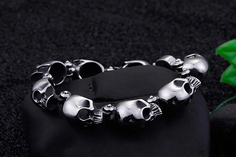 Cycolinks Punk Skull Bracelet Men's Biker Gift for Fathers Day Birthday 