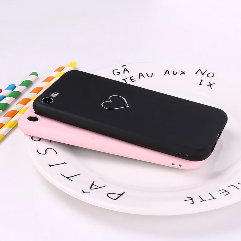 Couple Love Heart Simple Cute Pink Soft Tpu Silicone Matte Case Fundas Coque Cover For Iphone 11 12 8 Plus X 7 7plus Xs Max Phone Case Covers Aliexpress
