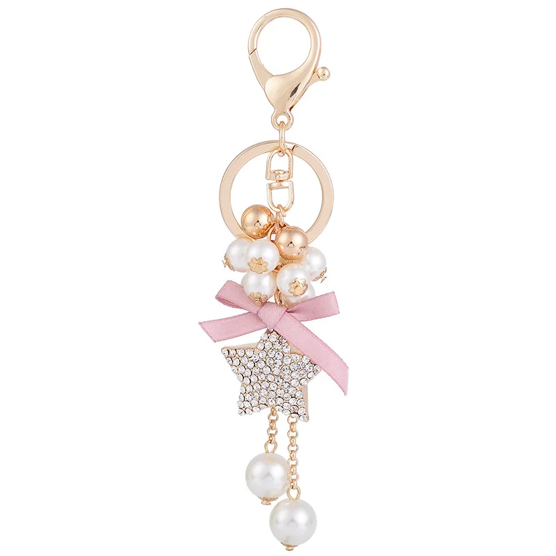 Creative Crystal Bead Bow Keychain Personalized Star Pendant Car Key Ring Fashion Five-pointed Star Key Chain Pentagram Keyrings
Creative Crystal Bead Bow Keychain Personalized Star Pendant Car Key Ring Fashion Five-pointed Star Key Chain Pentagram Keyrings