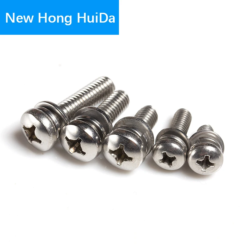 Phillips Cross Pan Round Head Three Combination Machine Screw Metric Thread Three Sem Screws With Washer 304 Stainless Steel M3
Phillips Cross Pan Round Head Three Combination Machine Screw Metric Thread Three Sem Screws With Washer 304 Stainless Steel M3