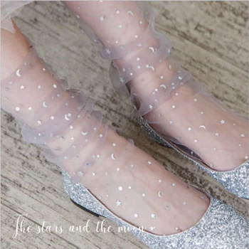 Women Glitter Star Moon Ankle Socks Soft Mesh Star Patchwork sheer Transparent Elastic Sheer Socks
Women Glitter Star Moon Ankle Socks Soft Mesh Star Patchwork sheer Transparent Elastic Sheer Socks