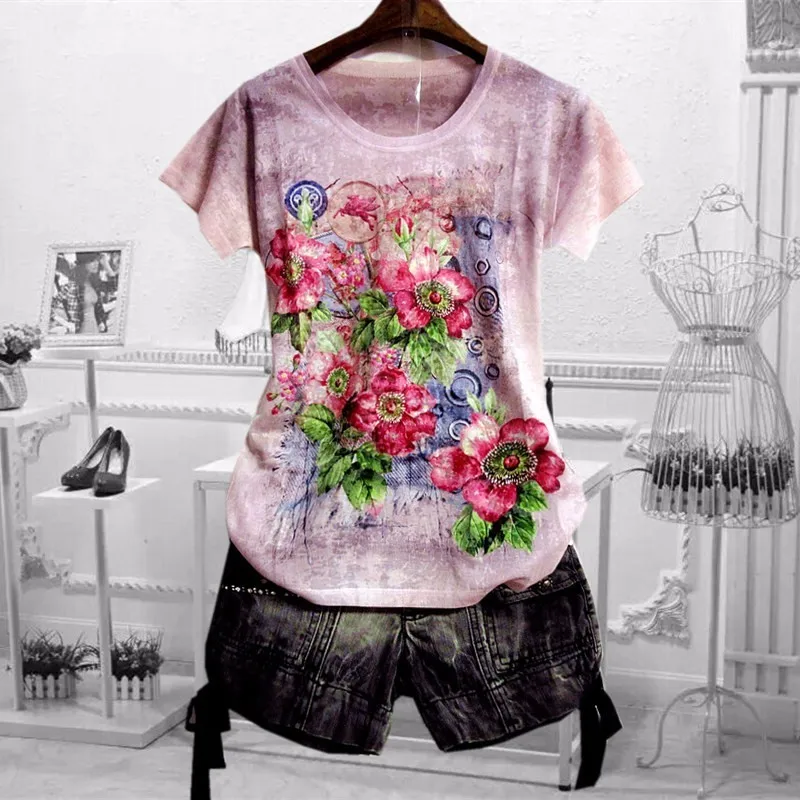 Fashion floral print t shirt women 2019 Plus size 4XL thin summer top short sleeve graphic tees o-neck tshirt tee shirt femme
Fashion floral print t shirt women 2019 Plus size 4XL thin summer top short sleeve graphic tees o-neck tshirt tee shirt femme